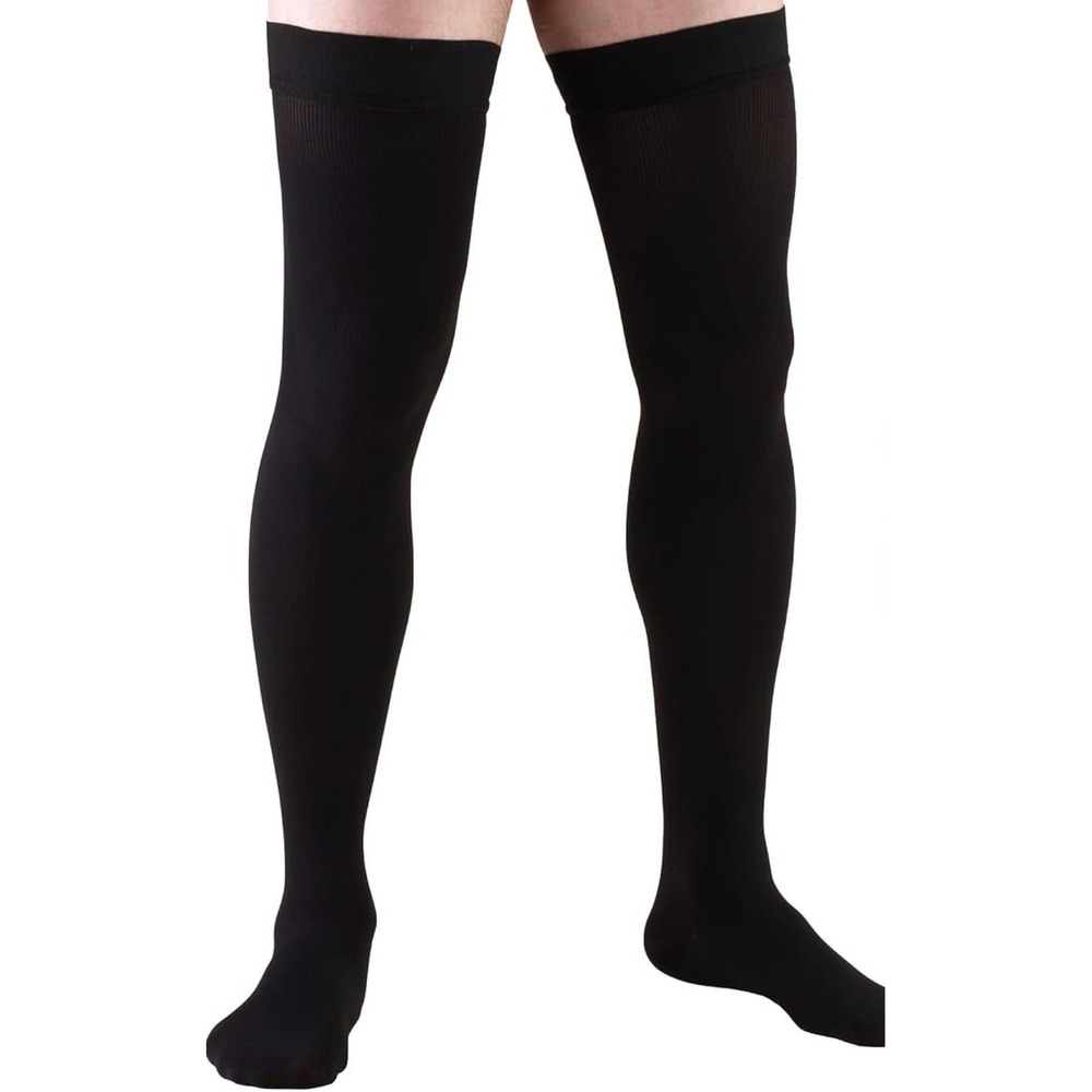 Truform Men's Thigh High Over Knee Compression Socks 20-30mmHg - Black - XL